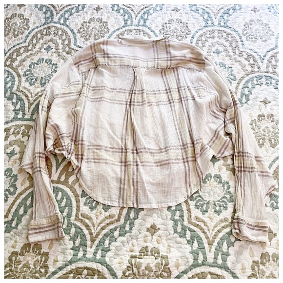 Free People “Cutie” Plaid Cropped Shirt XS - Picture 4 of 11